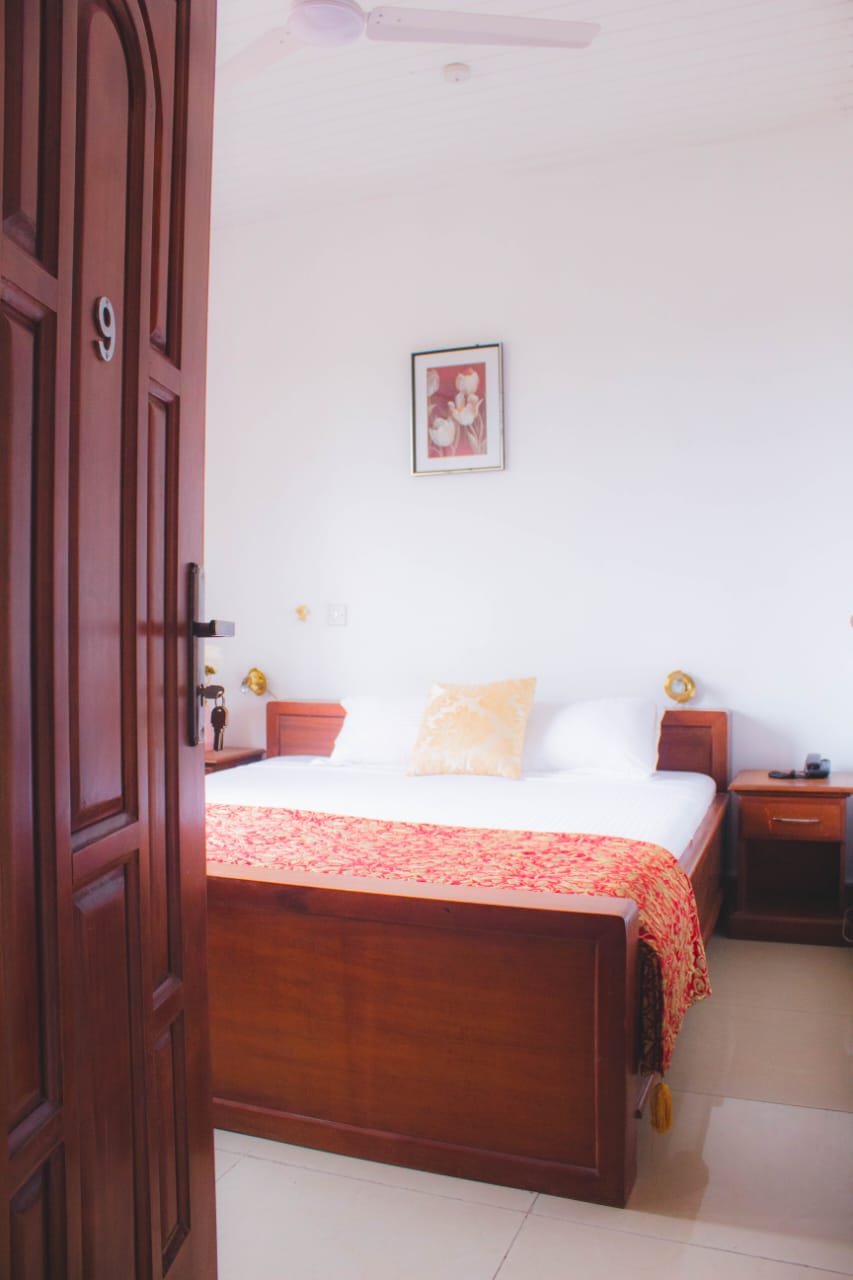 Our ensuite-bedrooms are tastefully designed, with queen-sized beds, ceiling fans, AC, mini-fridges and TVs.