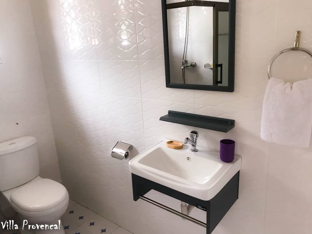 Our bathrooms are cute and clean, fitted with a shower cubicle and a WC.